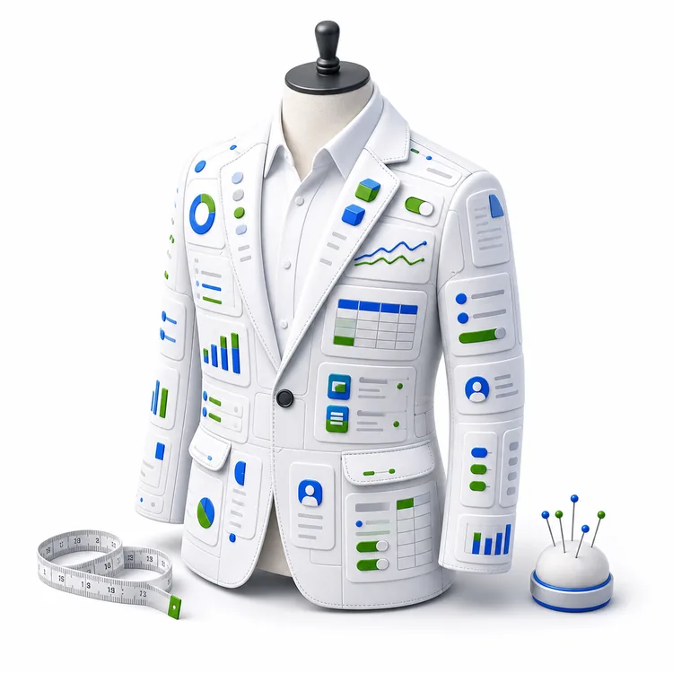 Tailored business suit fitted with connected ERP tools